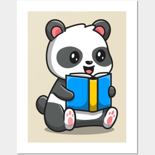 Cute Panda Reading Book Posters and Art